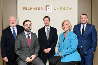 The Ravich Meyer Law Firm joins Felhaber Larson. The combined firms now offer an expanded business and real estate practice. From left to right, attorneys David Kirkman, Ted Wagor, Will Tansey, Sara McGrane and Peter Snyder.