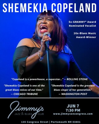 World-Renowned Blues Vocalist SHEMEKIA COPELAND returns to Jimmy's Jazz & Blues Club on Wednesday June 7 at 7:30 P.M. Tickets are available at Ticketmaster.com and www.jimmysoncongress.com.