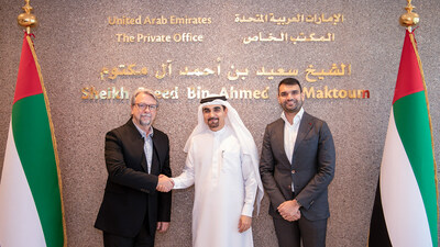 From left to right: Sergio Arana, CEO of Gennius XYZ; Hisham Al Gurg, CEO of Seed Group and the Private Office of Sheikh Saeed bin Ahmed Al Maktoum; Anish Reddy, Partner of Gennius XYZ