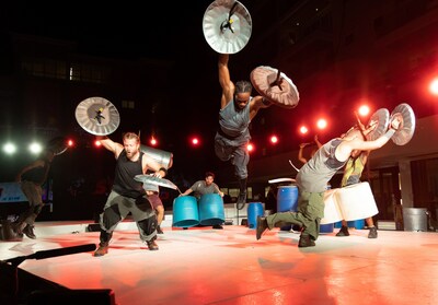 The international cast of STOMP performs their inventive stage show to the beat of Jamaica at the Grand Opening Celebration of Sandals Dunn’s River.