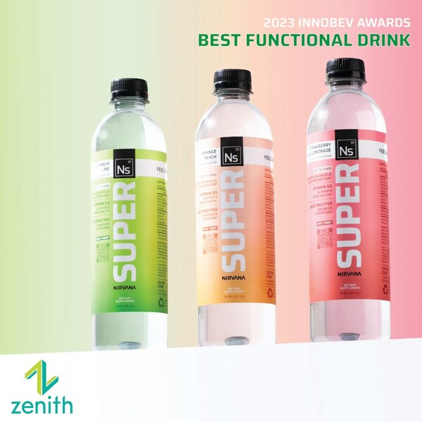 Nirvana Super™ Water was chosen as the Best Functional Drink at the 2023 Zenith InnoBev Awards.