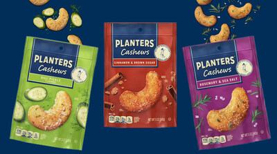 Now available in select retail stores nationwide are three new flavors of Planters® world-famous cashews, each as delicious as the next.