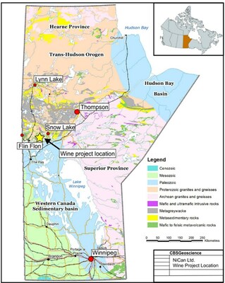 Figure 2: Wine Project Location, Manitoba, Canada (CNW Group/Nican Ltd.)