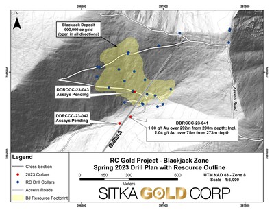 Figure 1: Plan map of drill hole locations at the Blackjack Zone (CNW Group/Sitka Gold Corp.)