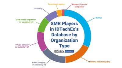 Breakdown of organizations involved in SMR projects from IDTechEx’s database. Source: IDTechEx