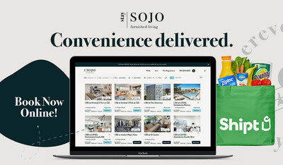 Stay Sojo, the recently rebranded furnished living venture by Mainsail Lodging & Development, has made two new major enhancements to guest convenience, including the launch of its online booking platform at StaySojo.com, and an exclusive partnership with Shipt, the popular same-day shopping and delivery service.