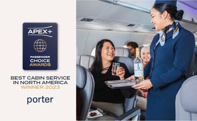 Porter Airlines remporte un prix du choix des passagers de l'APEX pour le meilleur service en cabine en Amérique du Nord (Groupe CNW/Porter Airlines Inc.)