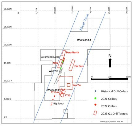 Figure 1 Drill Target areas at the Cascades Gold Project, Burkina Faso (CNW Group/DFR Gold Inc. (formerly Diamond Fields Resources Inc.)) Figure 1 Drill Target areas at the Cascades Gold Project, Burkina Faso (CNW Group/DFR Gold Inc. (formerly Diamond Fields Resources Inc.))