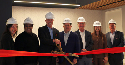 LBB Specialties' Executive Team at the corporate headquarters ribbon cutting on April 7th. (From Left) Maryellen Meehan, Nabil Alidina, Hank DeWolf, Matt LeBaron, Doug Kercher, Courtney Flood, and Jay Lang.