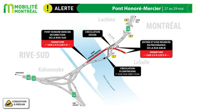 5. Pont Honor-Mercier, 27 au 29 mai (Groupe CNW/Ministre des Transports et de la Mobilit durable)