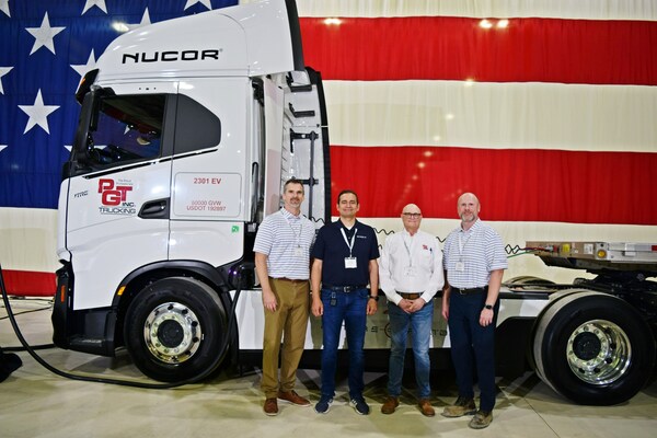 Nucor EVP of Plate & Structural Products Al Behr; Nikola Global Head, FCEV Market Development Jason Roycht; PGT Trucking President Gregg Troian; and Nucor Steel Brandenburg GM Johnny Jacobs