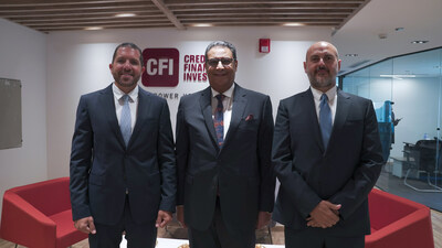 Opening of the CFI Office in Cairo. In the picture, from left to right: Mr. Hisham Mansour, Co-Founder & Managing Director, CFI Financial Group;Mr. Sameh El Azab, CEO, CFI Egypt; Mr. Eduardo Fakhoury, Co-Founder & Managing Director, CFI Financial Group