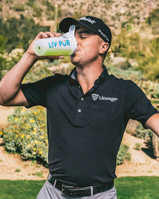 Justin Thomas drinks his new LivPur signature flavor Cool Lime.