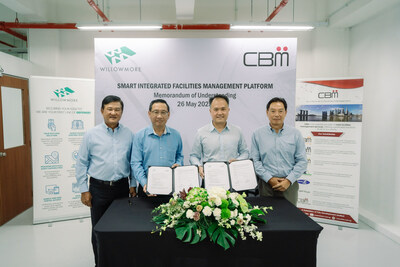 from left Mr Roy Chiang, CEO of CBM, Mr Lee Liang Huat, the Chief Operating Officer of CBM, Mr Joseph Tey, the Managing Partner of Willowmore and Mr Ng Joo Hee, Chairman of Willowmore.