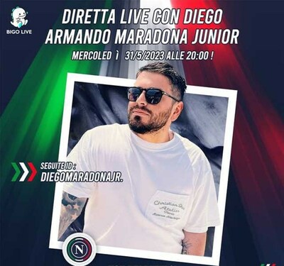 Football Craze with Bigo Live: An exclusive with Diego Maradona Jr. on May 31st.