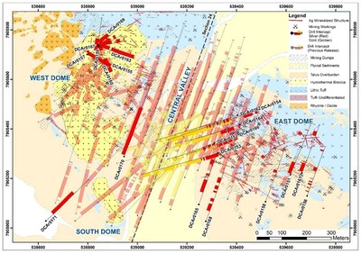 Figure 1 Simplified geology and drill plan map of the Carangas Project (CNW Group/New Pacific Metals Corp.)