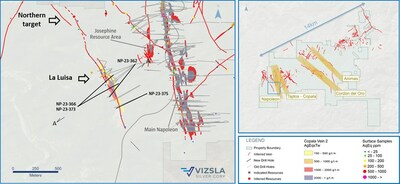 Figure 1: Plan map of recent drilling along the La Luisa vein. (CNW Group/Vizsla Silver Corp.)