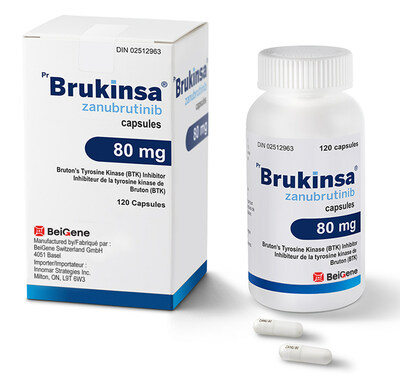 BRUKINSA (zanubrutinib), a Bruton's tyrosine kinase (BTK) inhibitor, has been granted a Notice of Compliance from Health Canada for the treatment of adult patients with chronic lymphocytic leukemia (CLL). (CNW Group/BeiGene Canada)