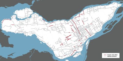 Carte du réseau cyclable 2023 (Groupe CNW/Ville de Montréal - Cabinet de la mairesse et du comité exécutif)