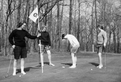 Archive photo. Wells College students playing golf.