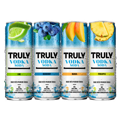 New Truly Vodka Soda Classic Pack Flavors: Lime, Blueberry, Mango, Pineapple (Credit: Truly Hard Seltzer)