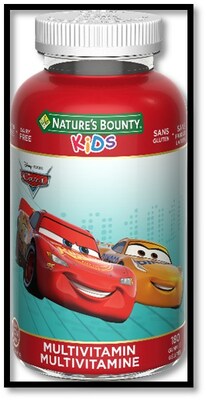 Gélules Disney/Pixar Les bagnoles de Nature’s Bounty (180 gélules) (Groupe CNW/Santé Canada)