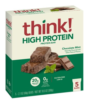 New think! Chocolate Mint High Protein Bars combine the cool, refreshing flavor of mint with rich, decadent dark chocolate flavor that is a satisfying, delicious snack.