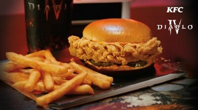 While playing Diablo IV, fans can enjoy the KFC Chicken Sandwich – a finger lickin’ good sandwich that features all-white meat, double-breaded, Extra Crispy™ chicken breast filet; crispy, thick pickles; and a freshly-toasted buttery brioche bun – with the perfect amount of the Colonel's real mayo or spicy sauce.