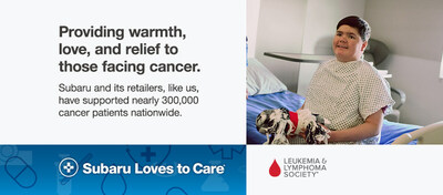 Subaru of America, Inc. partners with The Leukemia & Lymphoma Society® for eighth consecutive year. During Subaru Loves to Care month this June, over 600 Subaru retailers nationwide will share warmth, love and relief with patients facing cancer. #SubaruLovestoCare