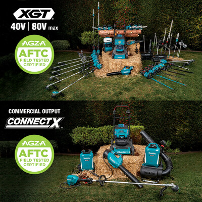AGZA CERTIFIED: Makita has received field-tested certification from the American Green Zone Alliance (AGZA) for its XGT® (top) and ConnectX™ Systems of battery-powered outdoor power equipment.