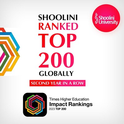 Shoolini University ranked among Top 200 Global Universities by Times Higher Education (THE) University Impact Rankings for 2023.