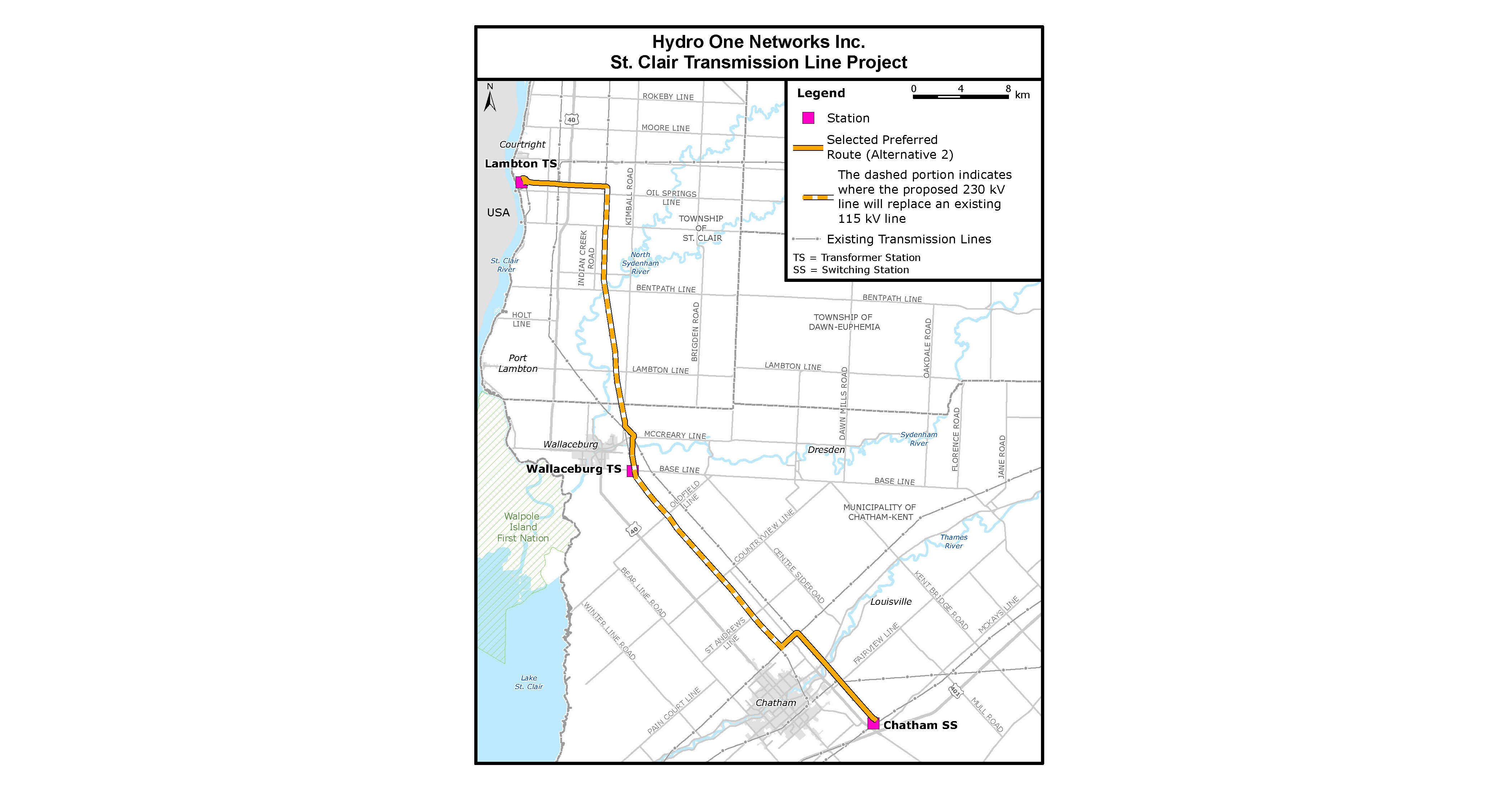 Hydro One announces preferred route for the St. Clair Transmission Line