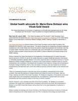 Press Release PDF - Global Health Advocate Dr. Maria Elena Bottazzi Wins Vilcek-Gold Award