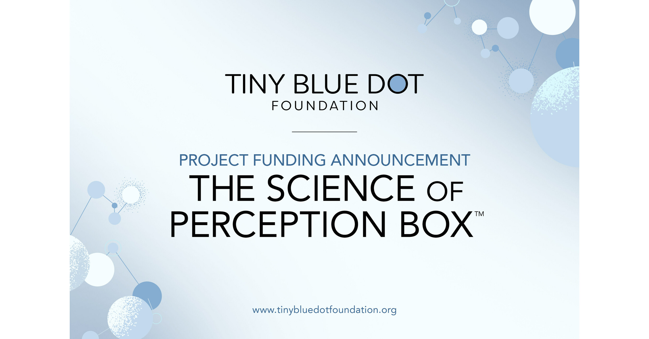 TINY BLUE DOT FOUNDATION ANNOUNCES THE FUNDING OF 11 NEUROSCIENTIFIC  RESEARCH PROJECTS RELATED TO THE SCIENCE OF PERCEPTION BOX™