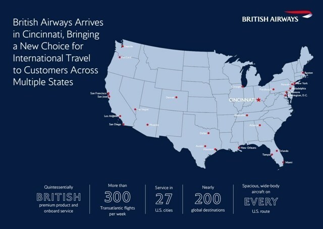 British Airways Arrives in Cincinnati the Airline s 27th U.S