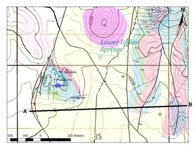 Figure 3. Bullfrog Exploration, Gap Target Cross Section Location (CNW Group/Augusta Gold Corp.)