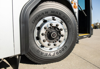 Goodyear launches the new Urban Max BSA(EV) bus service all-position tire for select GILLIG electric metro buses and EV transit fleets. The Urban Max BSA(EV) offers lower rolling resistance to help extend range, provide enhanced traction and support the increased load-carrying capacity of electric buses.