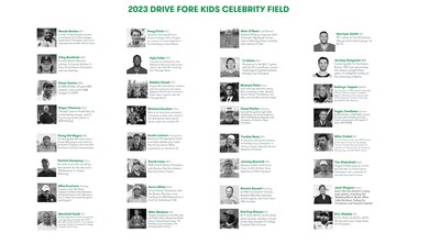 Field of celebrities for the 2023 Drive Fore Kids golf tournament to be held June 21st--24th at the Falmouth Country Club in Maine. This tournament will benefit the Barbara Bush Children's Hospital.
