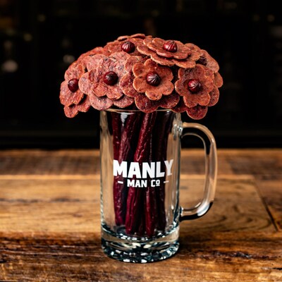 The Beef Jerky Flower Bouquet & Beer Mug Vase = #1 Gift For Father's Day