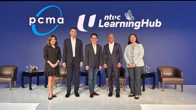 From left to right: Ms Cara Puah, Deputy Director, Tourism, NTUC LHUB, Mr Tay Ee Learn, Chief Sector Skills Officer, NTUC LHUB, Mr Jeremy Ong, Chief Executive Officer, NTUC LHUB, Sherrif Karamat, President and Chief Executive Officer, PCMA & CEMA, and Ms Florence Chua, Managing Director, PCMA APAC