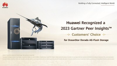 A Huawei foi reconhecida como Escolha dos Clientes 2023 pela Gartner Peer Insights™ na categoria de armazenamento primário pelo seu OceanStor Dorado All-Flash Storage. (PRNewsfoto/Huawei)