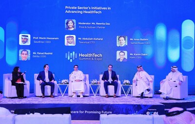 SANTECHTURE's CEO & Founder, Anas Batikhi, sharing invaluable insights during the panel discussion, emphasizing the crucial role played by the private sector in the healthcare industry.