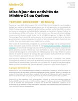 Mise à jour des activités de Minière O3 au Québec
