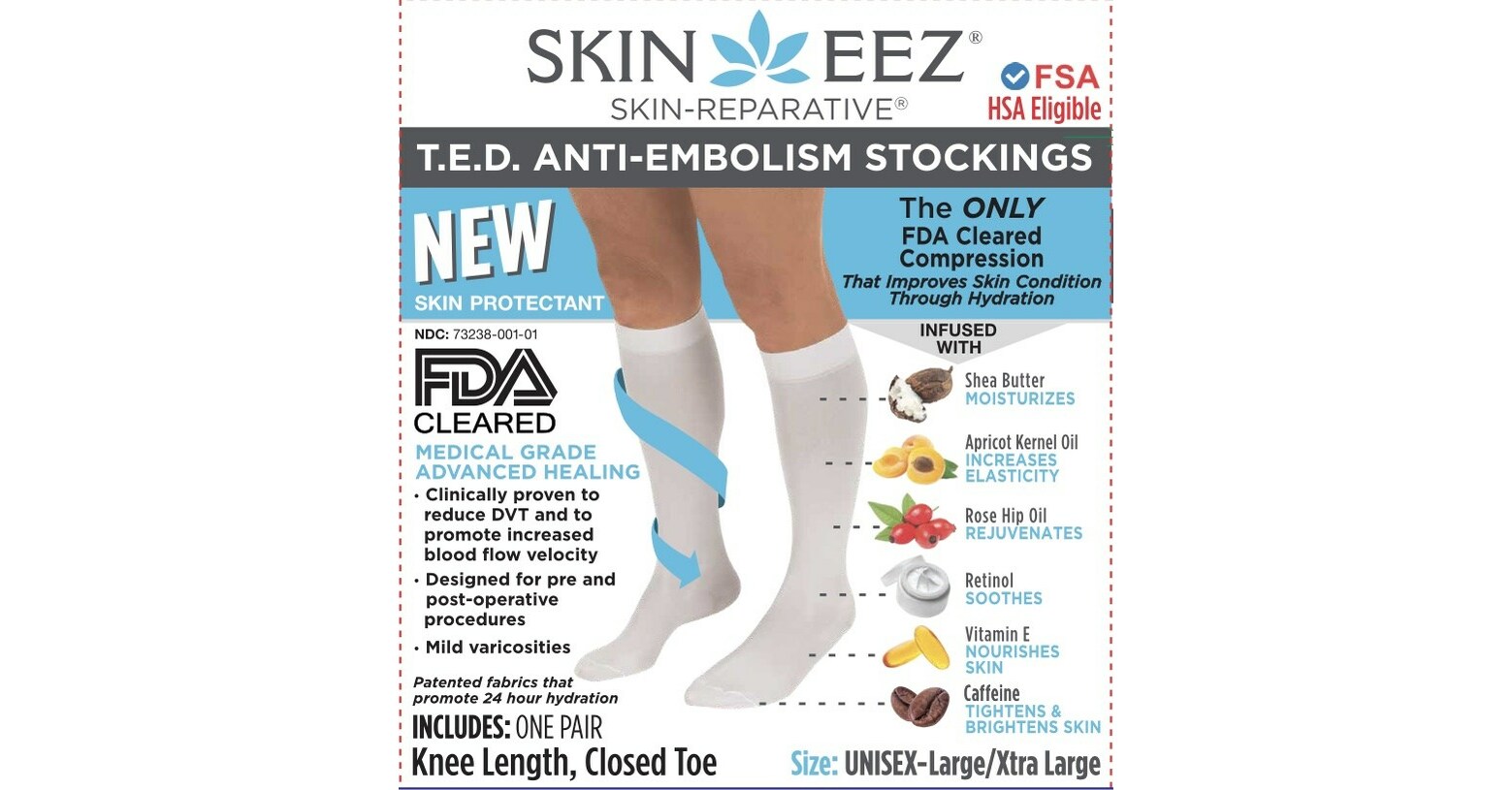 Anti Embolism Compression Stockings, Thigh High Unisex Ted Hose Socks 15-20  mmHg