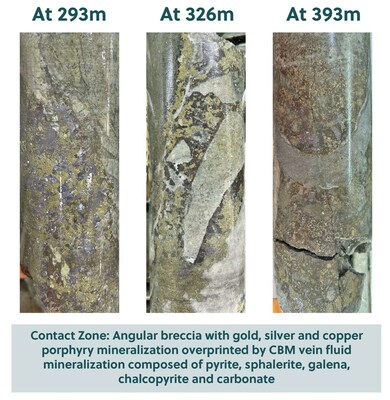 Figure 4: Core Photos of Mineralization from the High-Grade Contact Zone in APC-53 (CNW Group/Collective Mining Ltd.)