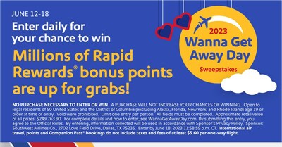 Southwest Airlines Celebrates Birthday and Wanna Get Away Day with Week-Long Sweepstakes