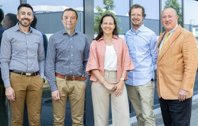 From left to right:Dr. Ali Darwiche, Dr. Sergey Yakovlev, Dr. Fanny Bardé (CTO), Dr. Matthieu Moors and Huw Hampson-Jones (CEO).