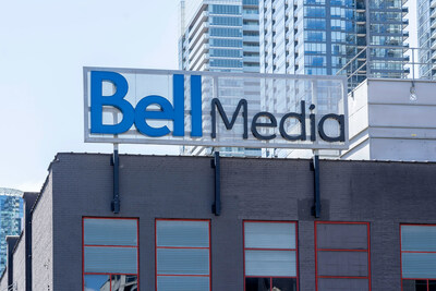 A blue Bell Media sign atop a building. (CNW Group/Unifor)