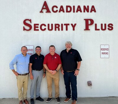 Eric Garner, President of Pye-Barker's Alarm Division, with Acadiana Co-Owners Keith Schexnider, Paul Courts and Kenny Klusman.
