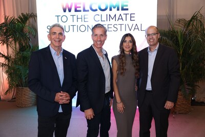 The awardees of the Climate Solution Prize (from left to right): KKL-JNF's Chief Scientist, Dr. Doron Markel; Jeff Hart, Executive Chair of the Climate Solutions Prize; Galit Levy, Chief Climate Solutions Prize Officer; Start-Up Nation Central CEO, Avi Hasson (Credit: Eliran Avital)